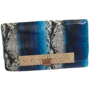 Roccobarocco‎ NEW Clutch Bag Animal Snake Print Large Shoulder Purse Logo Vegan